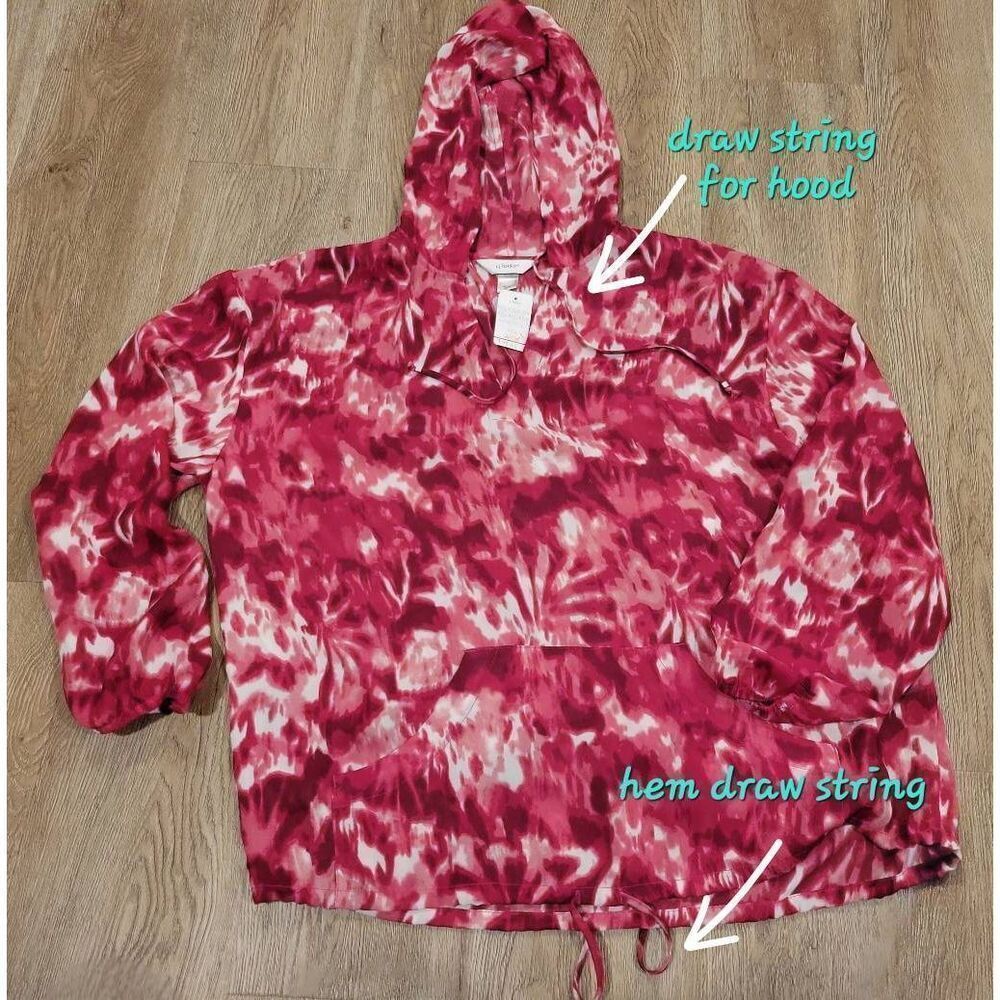 Plus size sheer hooded tye dye top xlg new tags pink size 14/16